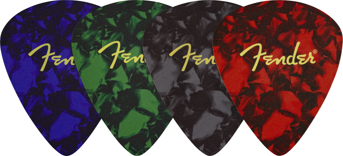 Fender™ Pick Shape Logo Coasters, 4-Pack, Multi-Color