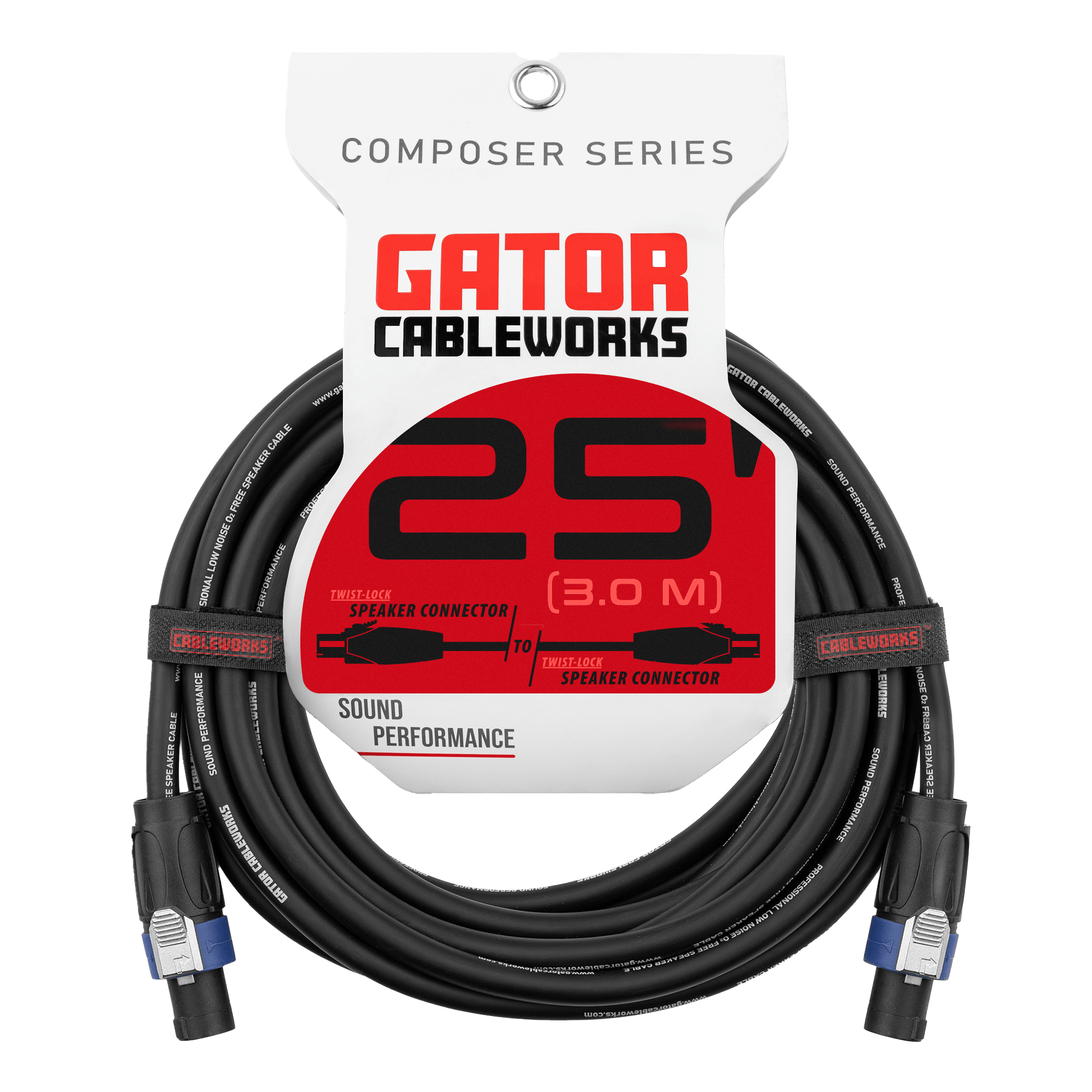 Gator Cableworks Composer Series 25 Foot Twist Lock Connector to Twist Lock Connector Speaker Cable