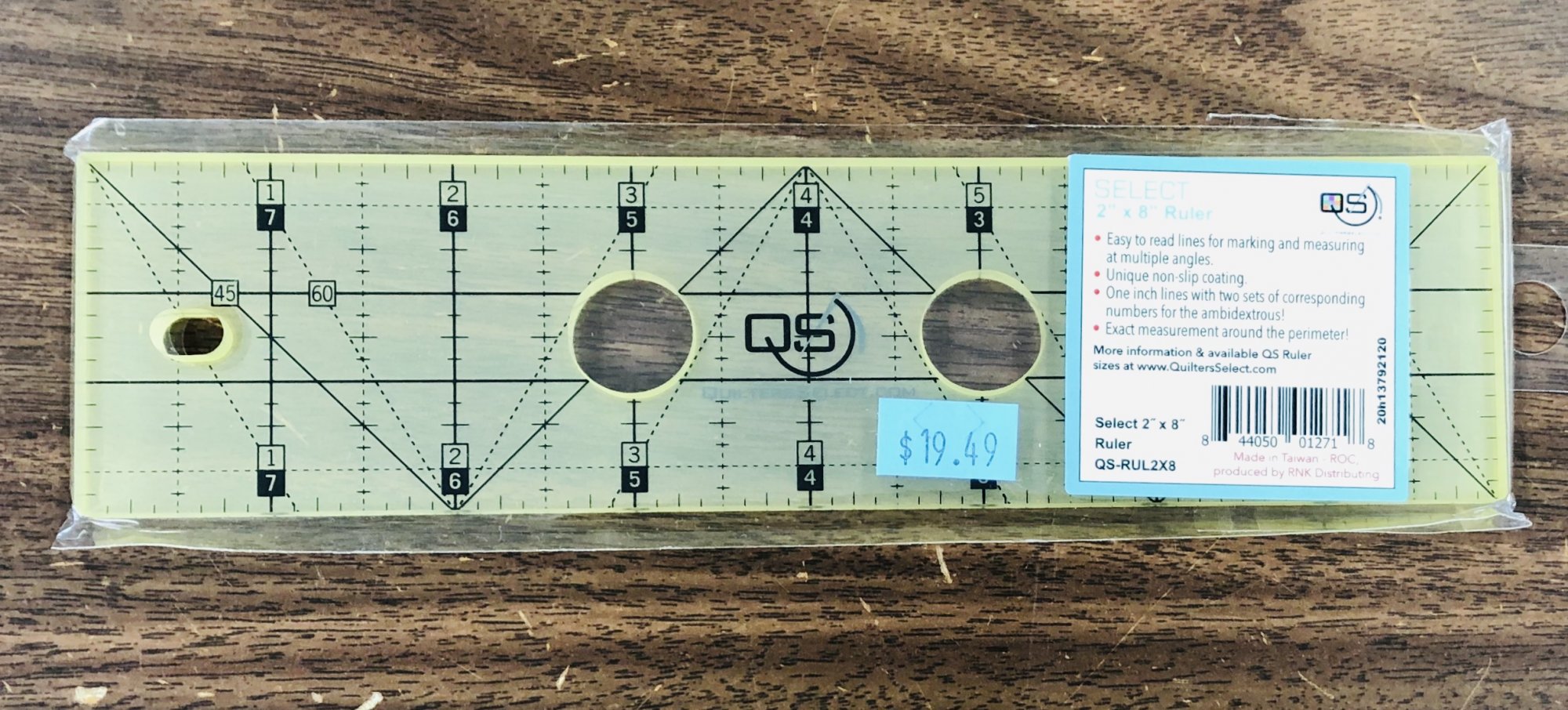 RNK Quilter's Select 2 x 8 Machine Quilting Ruler