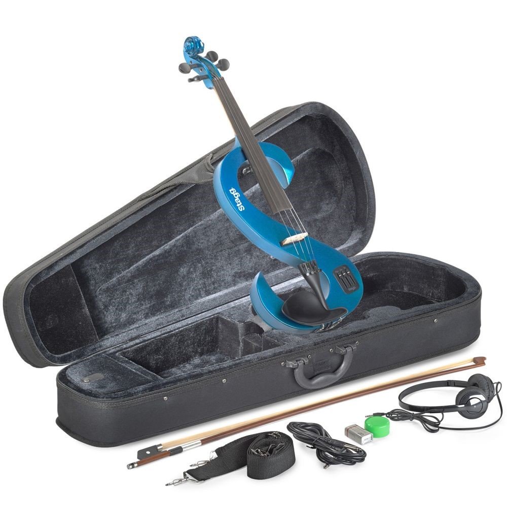 Stagg EVN 4/4 Silent Violin Set w/Case & Headphones - Metallic