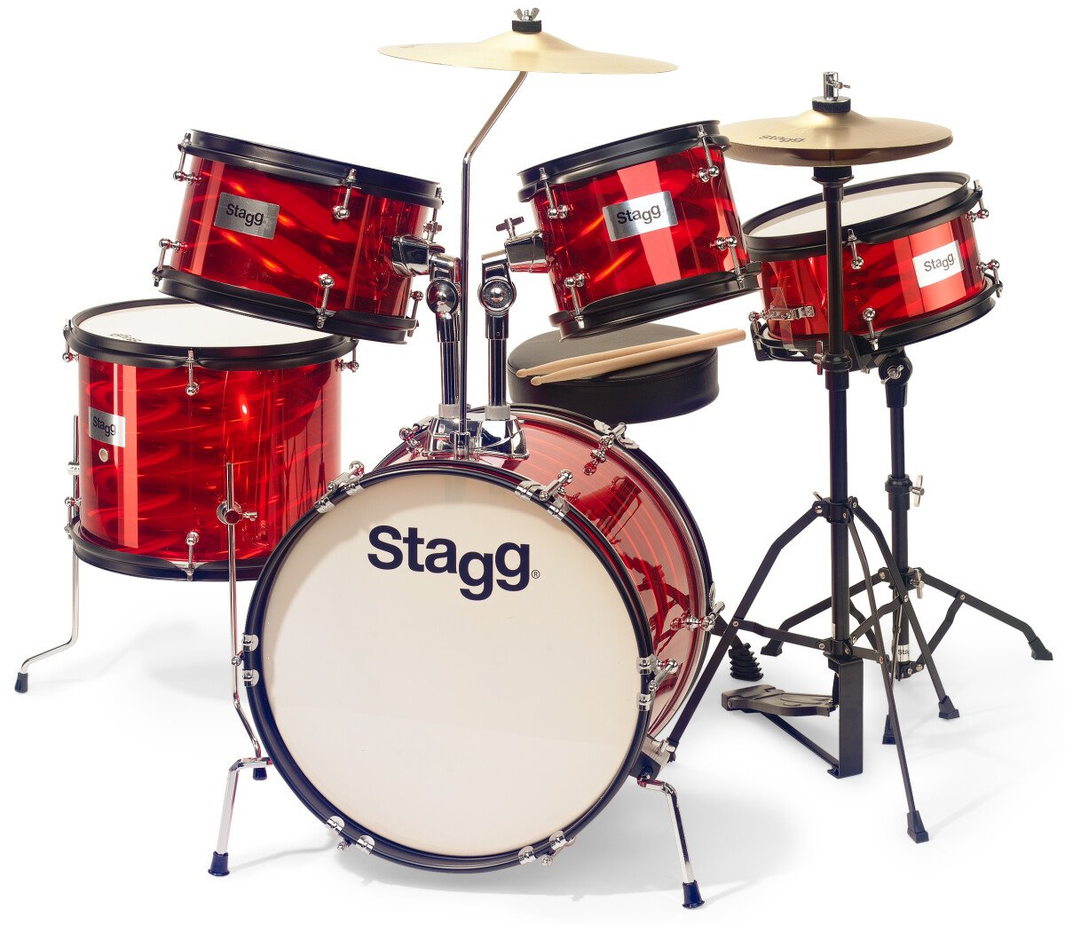 Stagg 5-piece junior drum set with hardware, 8 / 10 / 10 / 12 / 16