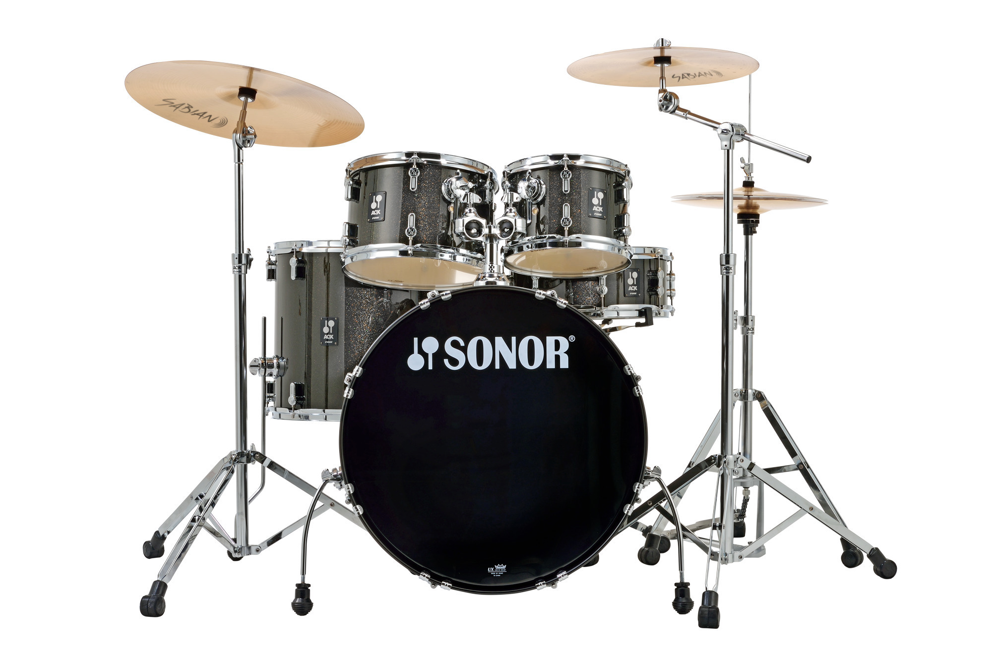 Sonor AQX STAGE NC BMS AQX STAGE SET Black Midnight Sparkle Drum Set w/1000 Series Hardware