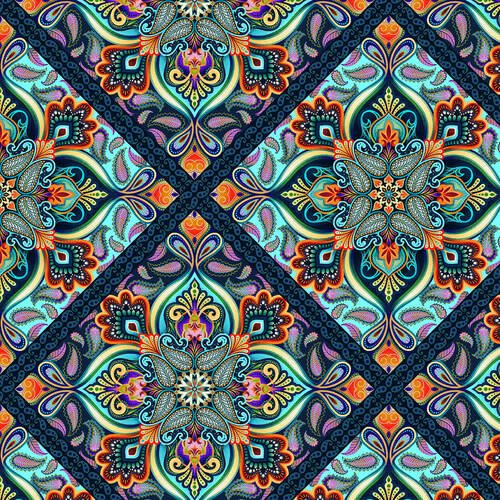 Blooming Paisley Diamond Medallion Sky 703081224593