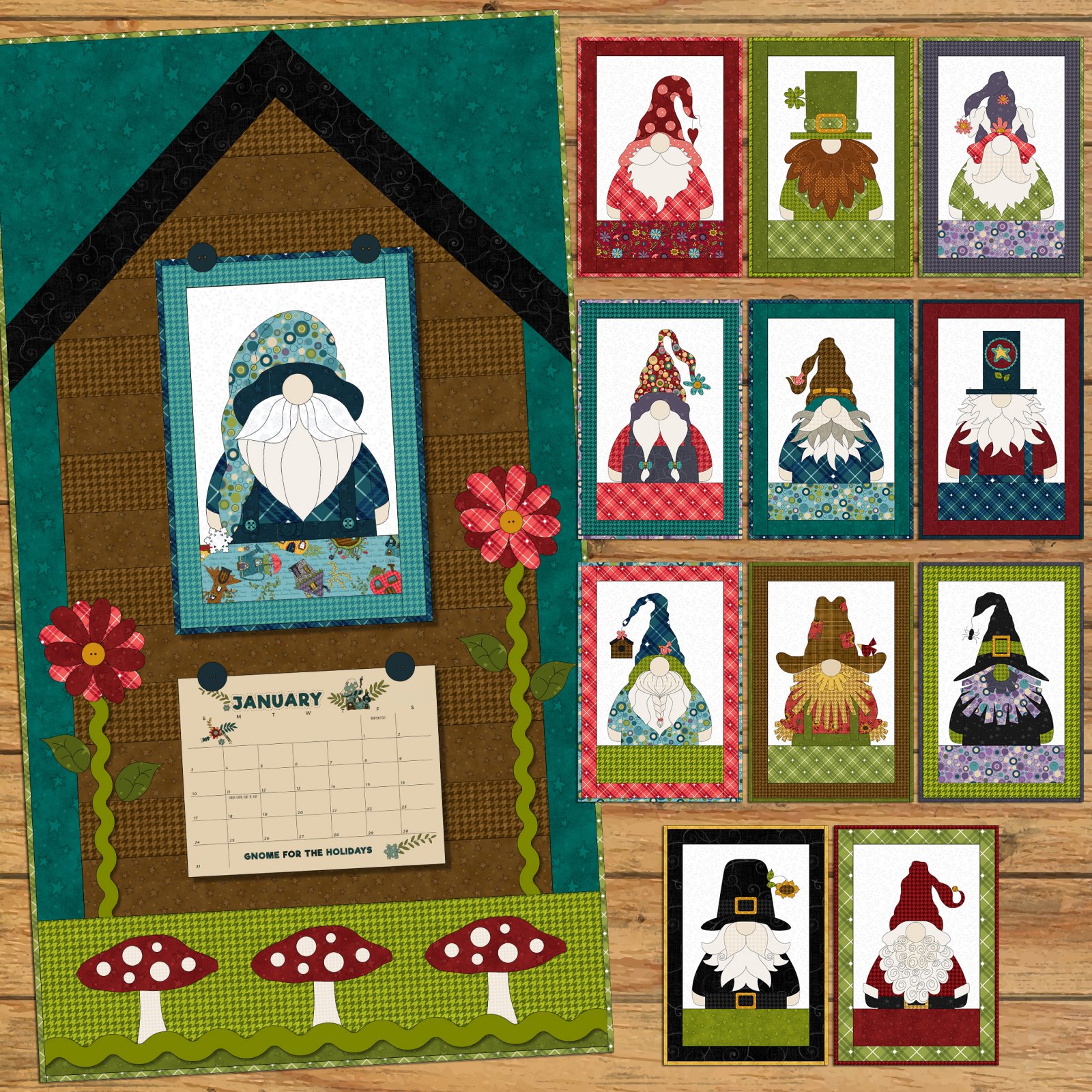 Gnome For The Holidays Applique Calendar Quilt Kit Gnome For The Holidays Applique Calendar Quilt Kit
