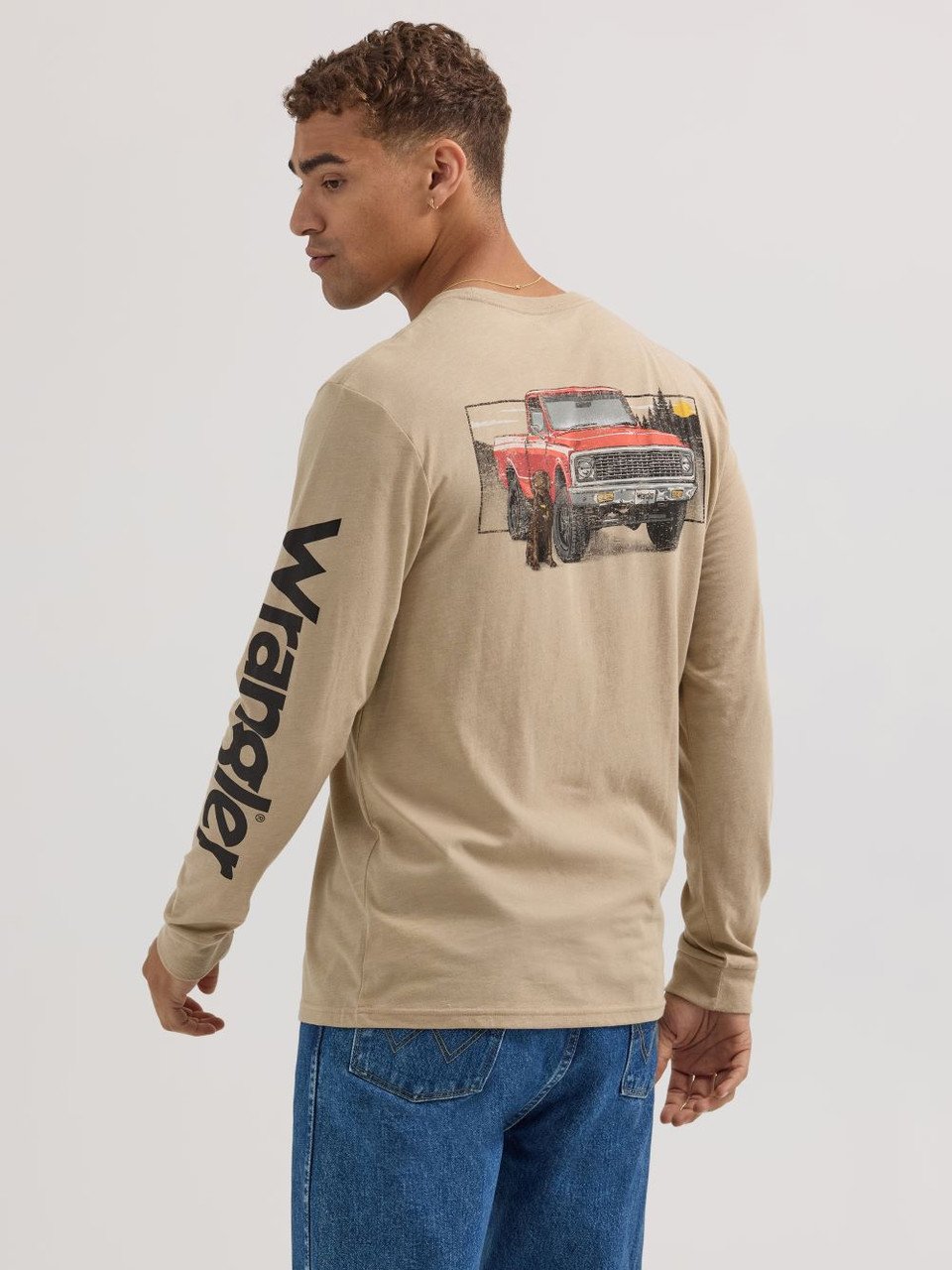 ◆Wrangler◆ Semi-over cartoon summer long sleeve t-shirt Men's Wrangler Long Sleeve Front Graphic T-Shirt | NEW