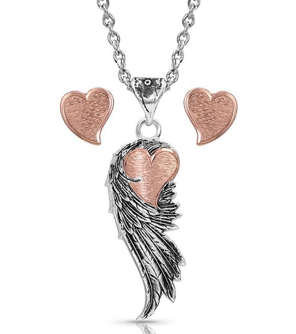Montana Silversmiths Heart Strings-silver/rose gold set