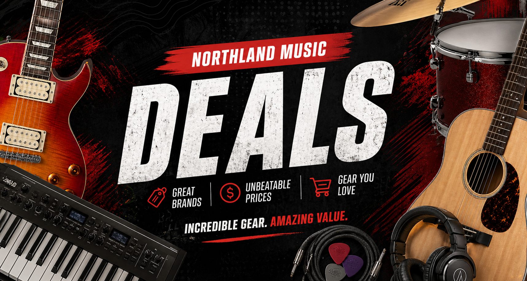 Northland Music Center Deals on Guitars, Drums, and Gear