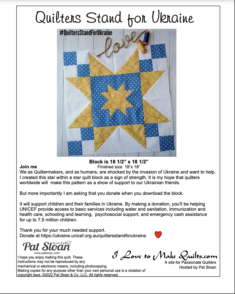 FREE Quilter's Stand with Ukraine Sew Along