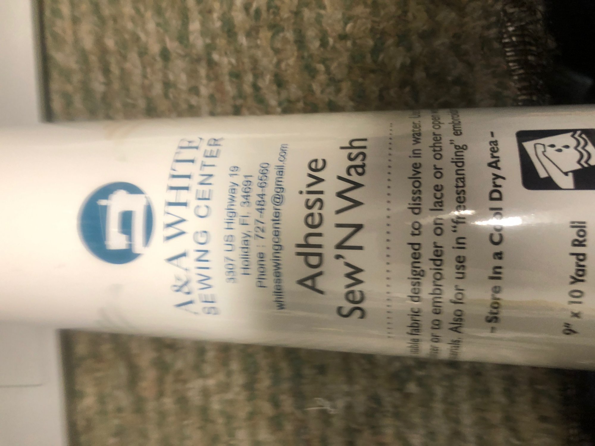 Sew N Wash Adhesive 9 x 10 yards Stabilizer 810065028174