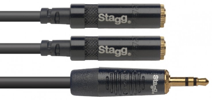 Stagg NYA010/MPS2MJSR N Series Deluxe 3FT Y Adapter Cable (Mini Stereo Plug / 2 Mini Stereo Jack)