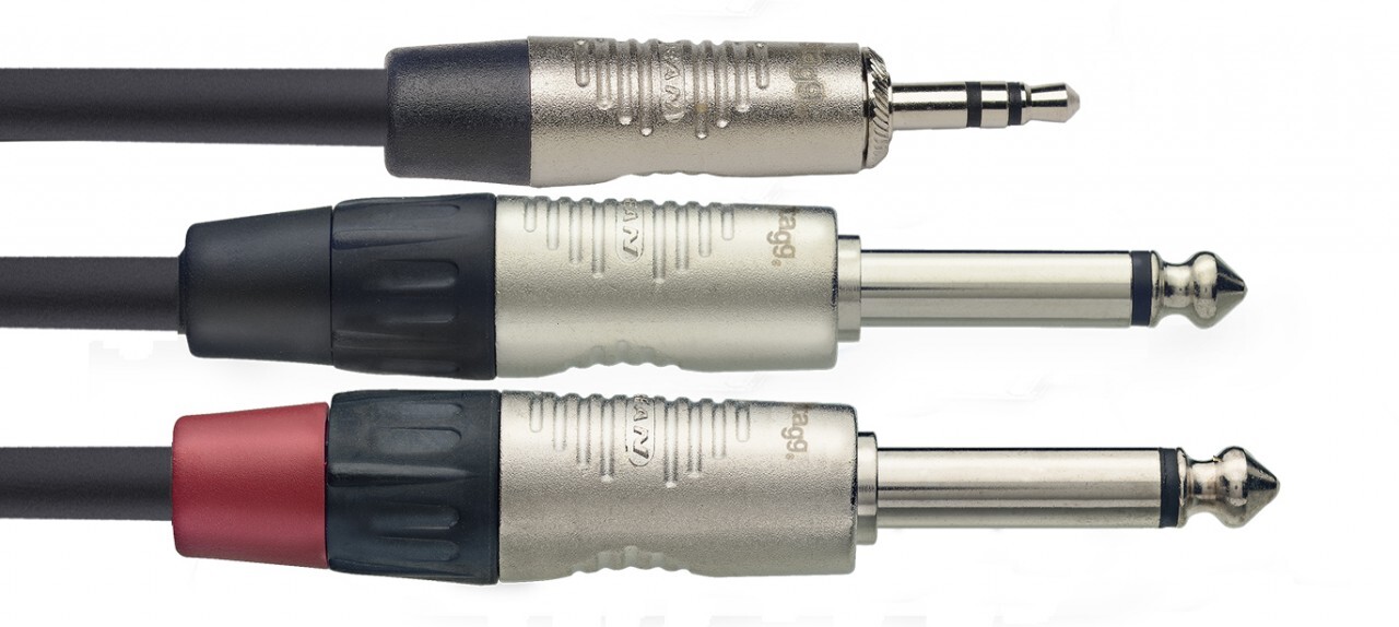 Stagg NYC1/MPS2PR N Series 3FT Y-cable, mini jack/jack (m/m), stereo/mono
