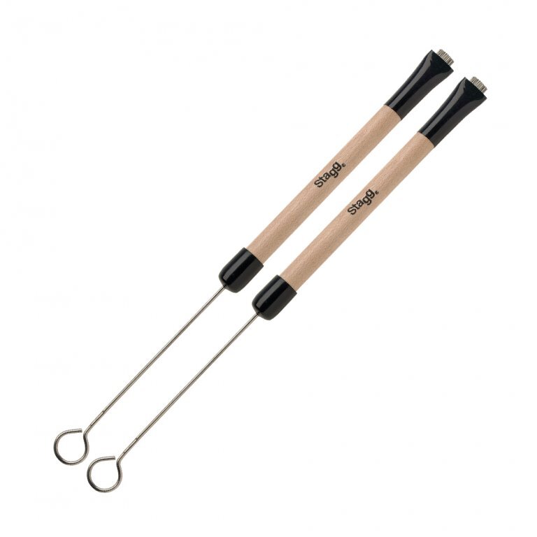 Stagg SBRU20-WM Telescopic Wire Brushes w/ Wooden Handle