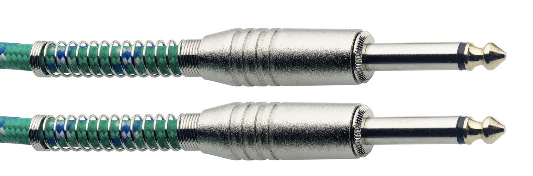 Stagg SGC3VT GR S-Series 10ft Vintage Tweed Instrument Cable in Green