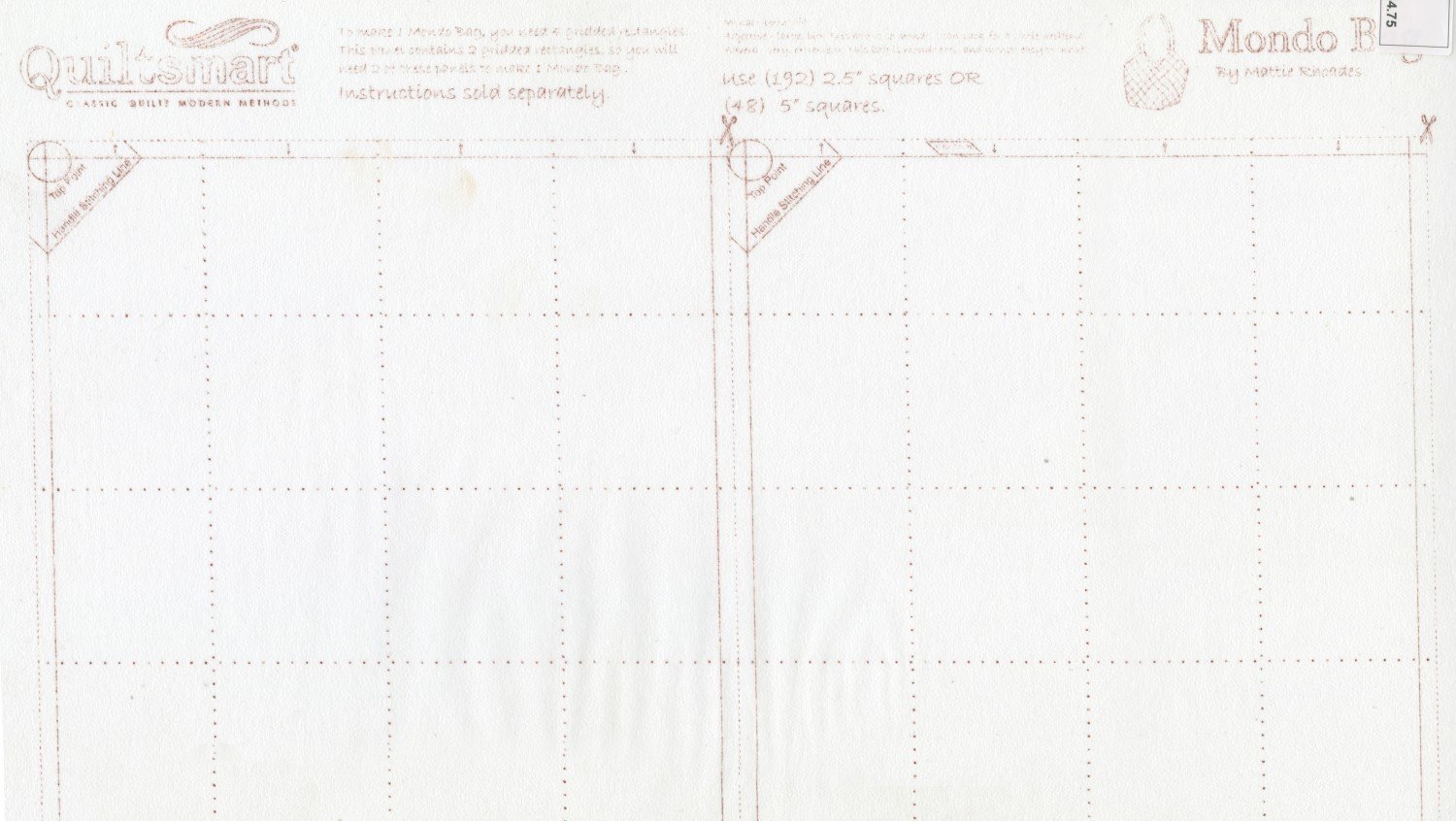 Mondo Bag Interfacing (for one bag)