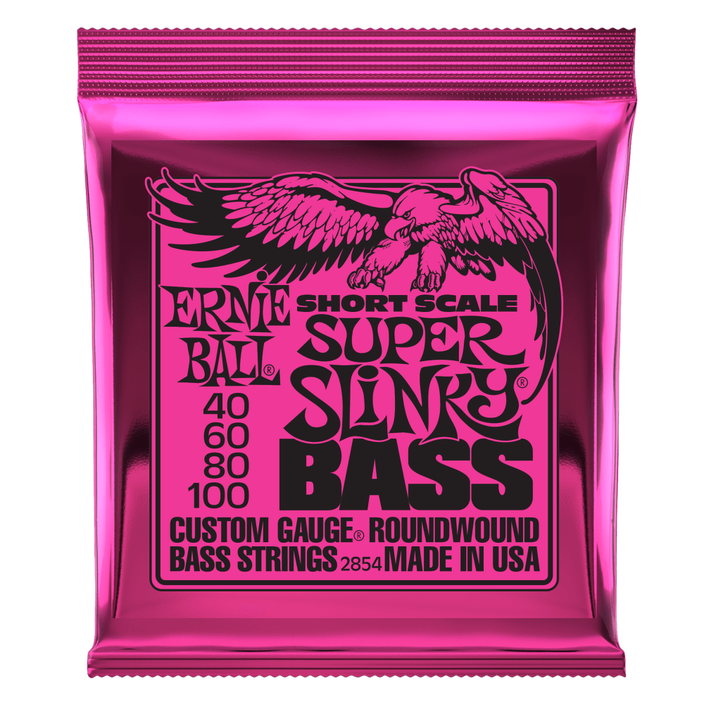 Ernie Ball 2854 Super Slinky Nickel Wound Short Scale Electric Bass Strings 40-100 Gauge