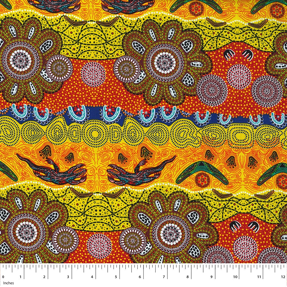 Tamara Murray May 100/% Cotton M/&S Textiles by 12 YD and Yardage Australian Fabric Home Country Gold
