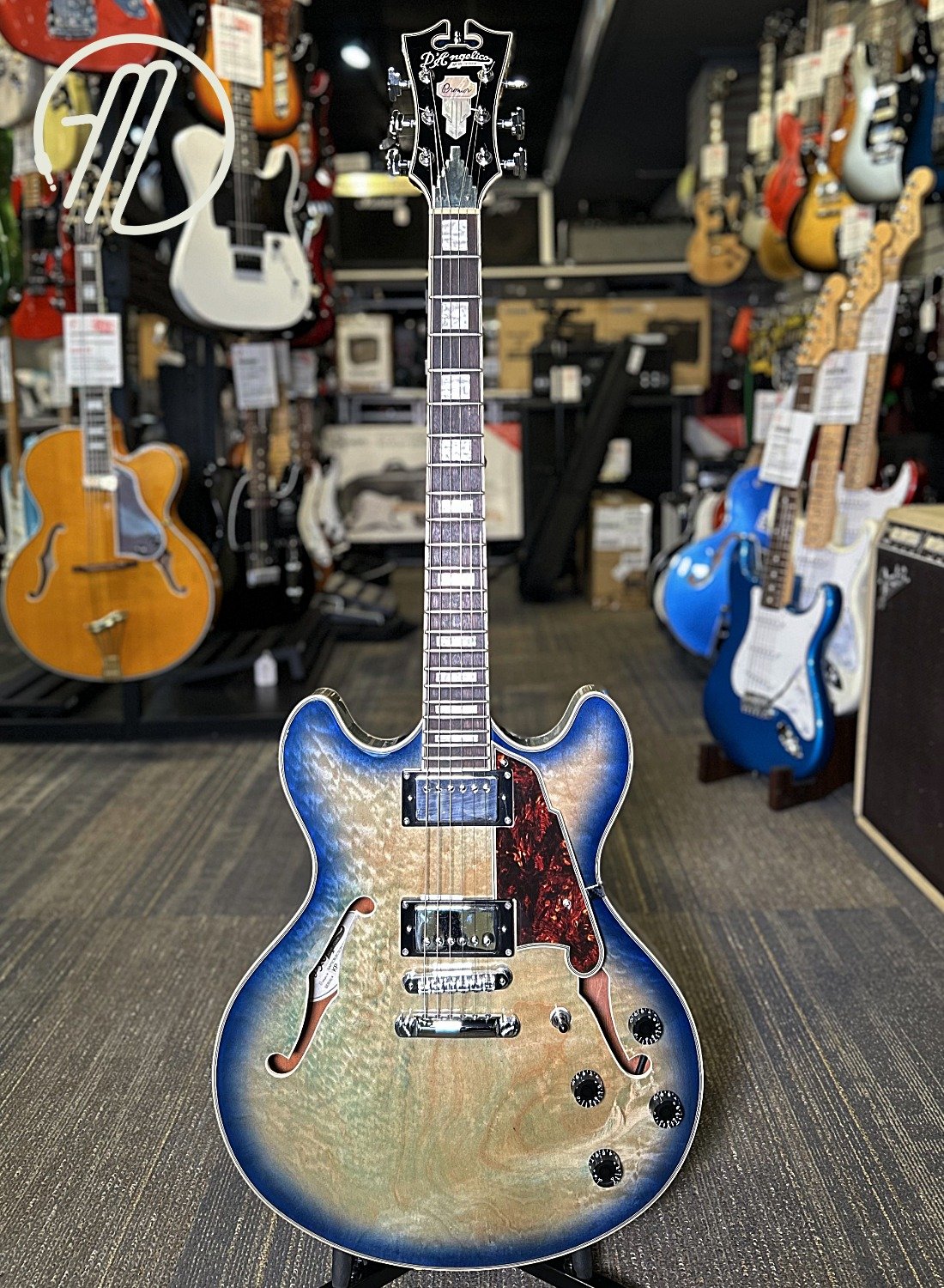 D'Angelico Premier DC Boardwalk Semi Hollow Electric Guitar Blue