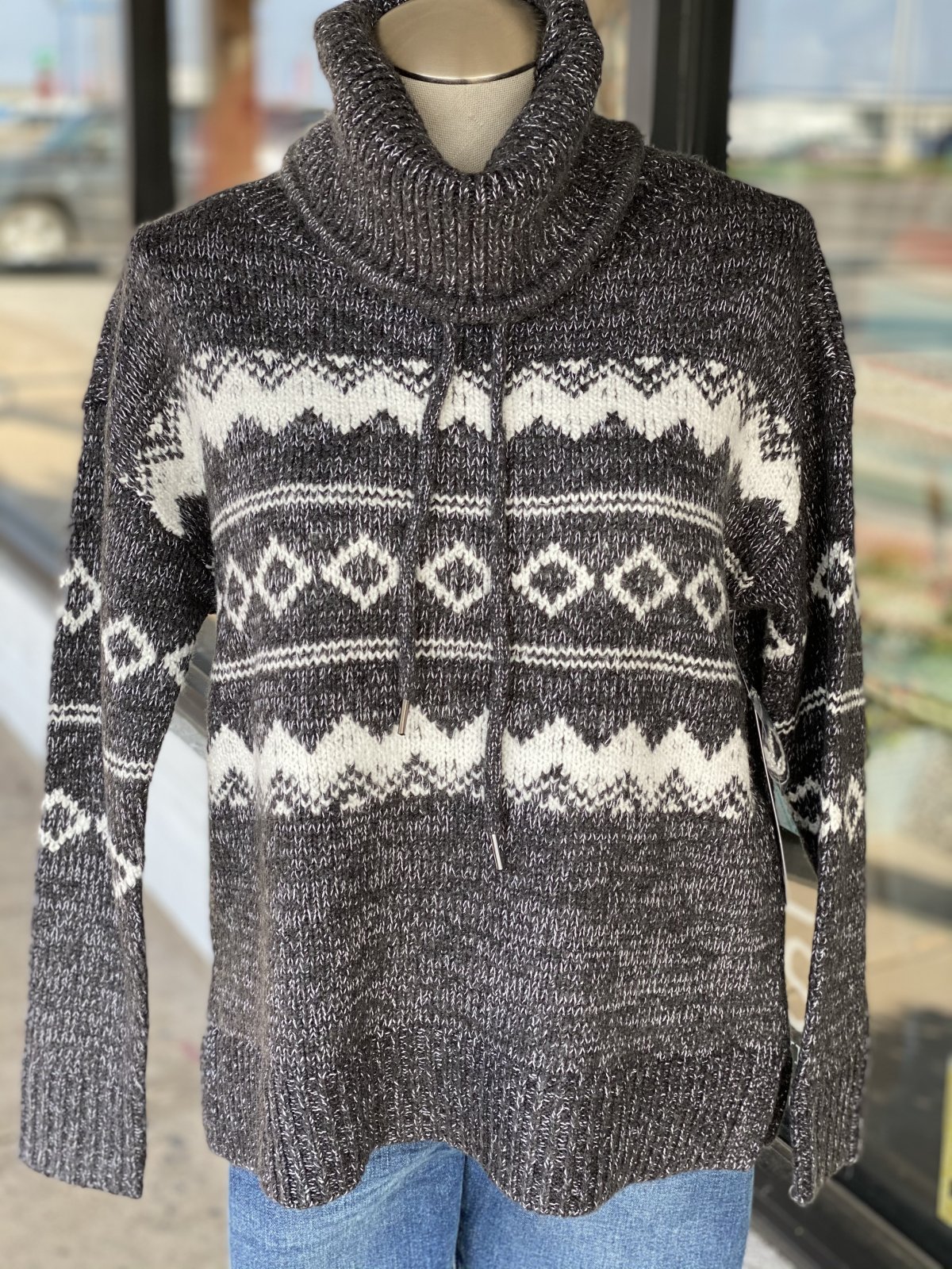 Jacquard Cowl Neck Sweater from Tribal - 665624849840