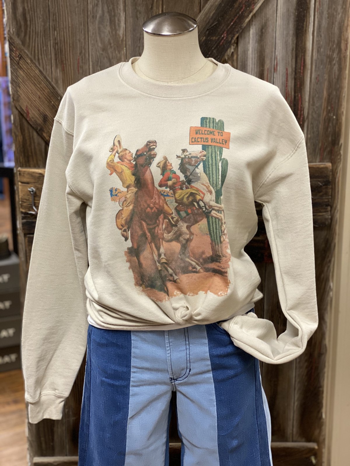 Welcome To Cactus Valley Tie Front Sweatshirt