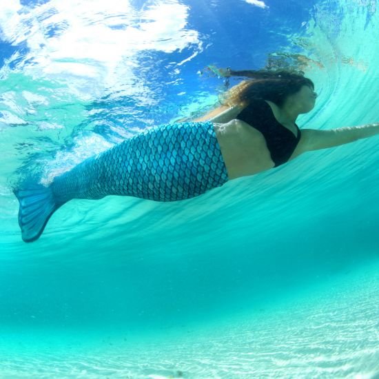 FIN FUN Tidal Teal Mermaid Tail & Monofin Bundle - 06