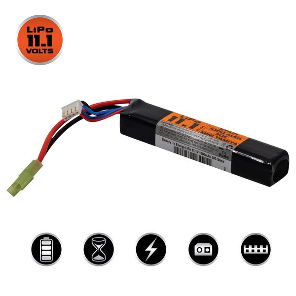 11.1V 2000mAh 30C LiPo Airsoft Battery With Mini Tamiya Plug - Rechargeable