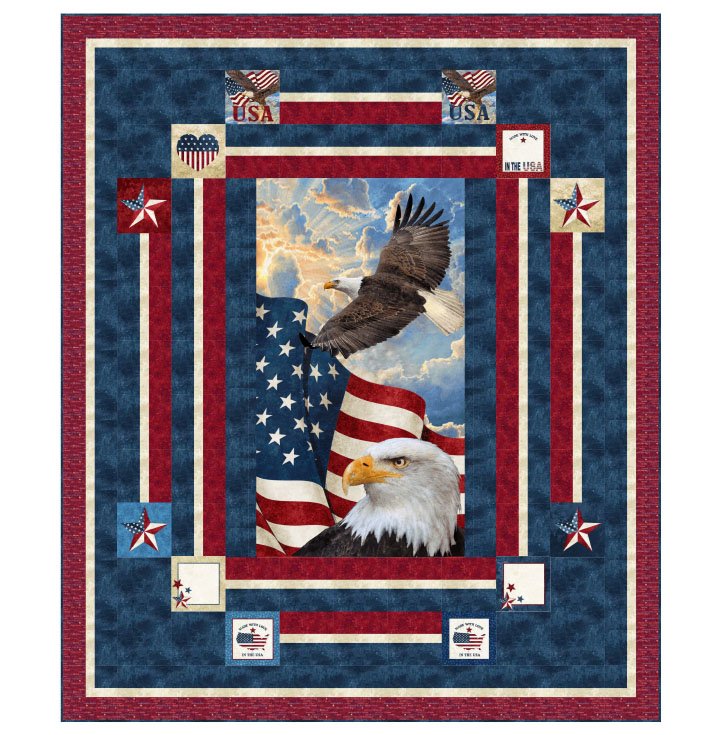 Northcott Stars and Striped Made with Love Pattern 702730401347