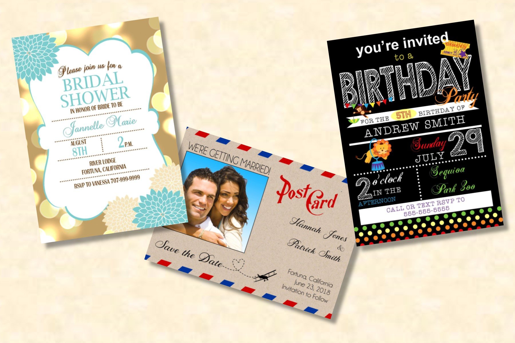 Postcard & Invitation Black Printing Options Full Bleed Pricing 5x7