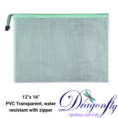 Green Transparent Fabric Tote with Zipper - 12 x 17 - Buy 3 - $13.50 