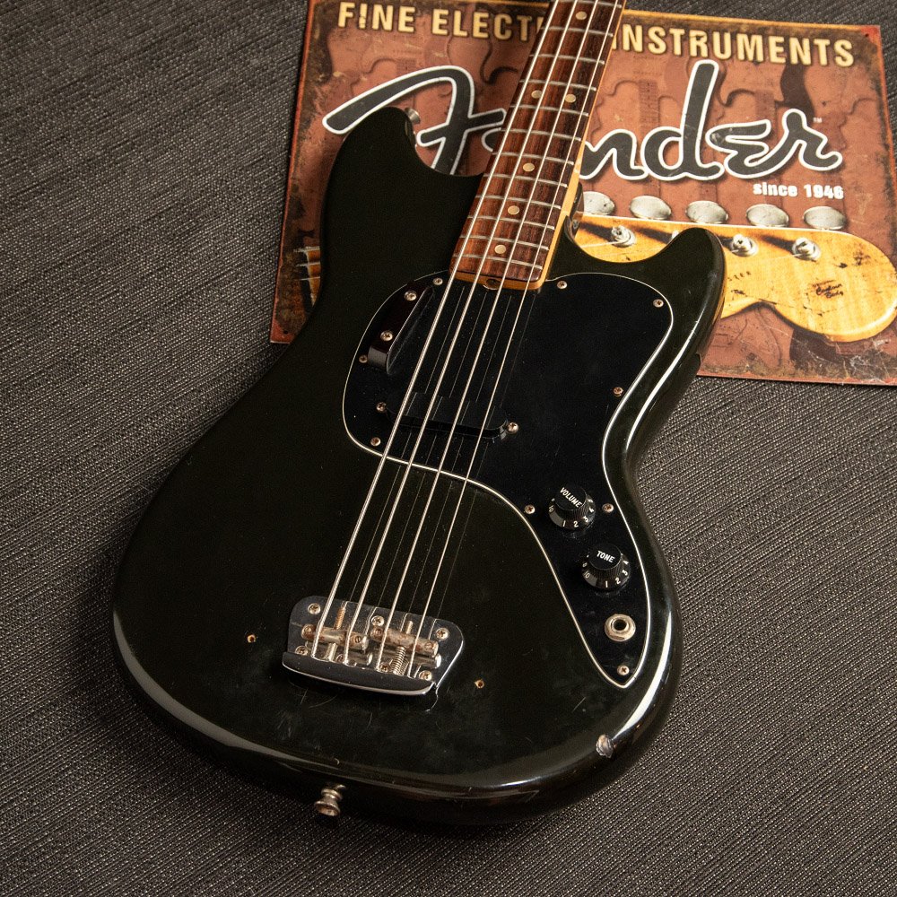 USED Fender MusicMaster Black 1979 Electric Bass - w/Gig Bag