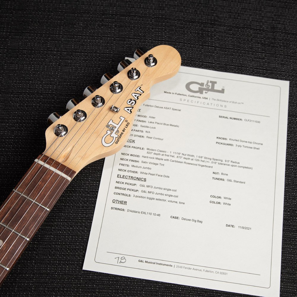 G&L Fullerton Deluxe ASAT Special Lake Placid Blue 2021