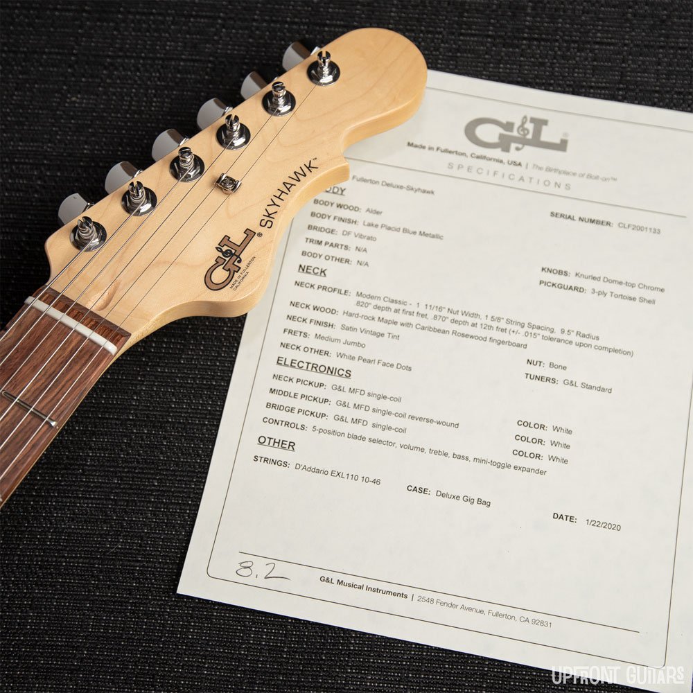 z G&L Fullerton Deluxe Skyhawk Lake Placid Blue - 791018368410