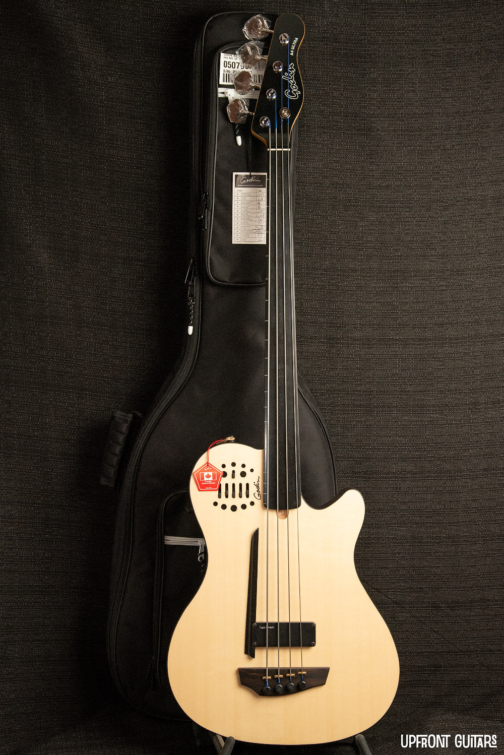 Godin A4 Ultra Fretless Natural 2025 A/E SF Fretless Bass w/Gig