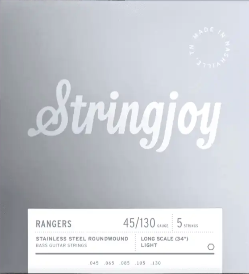 Stringjoy Rangers RA45130LS Stainless Steel Light (45-130) Gauge 5-String Long Scale Bass Strings