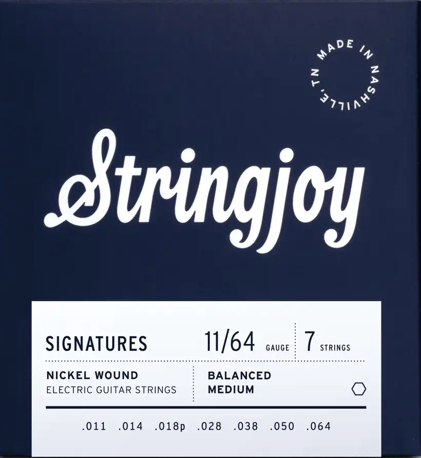 Stringjoy Signatures 7-String Balanced Medium Gauge 11-64 Nickel Wound Electric Guitar Strings