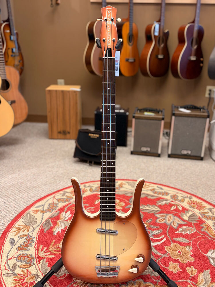USED Danelectro Dead On 58 Longhorn Copper Burst Short Scale Electric Bass - No Bag/Case