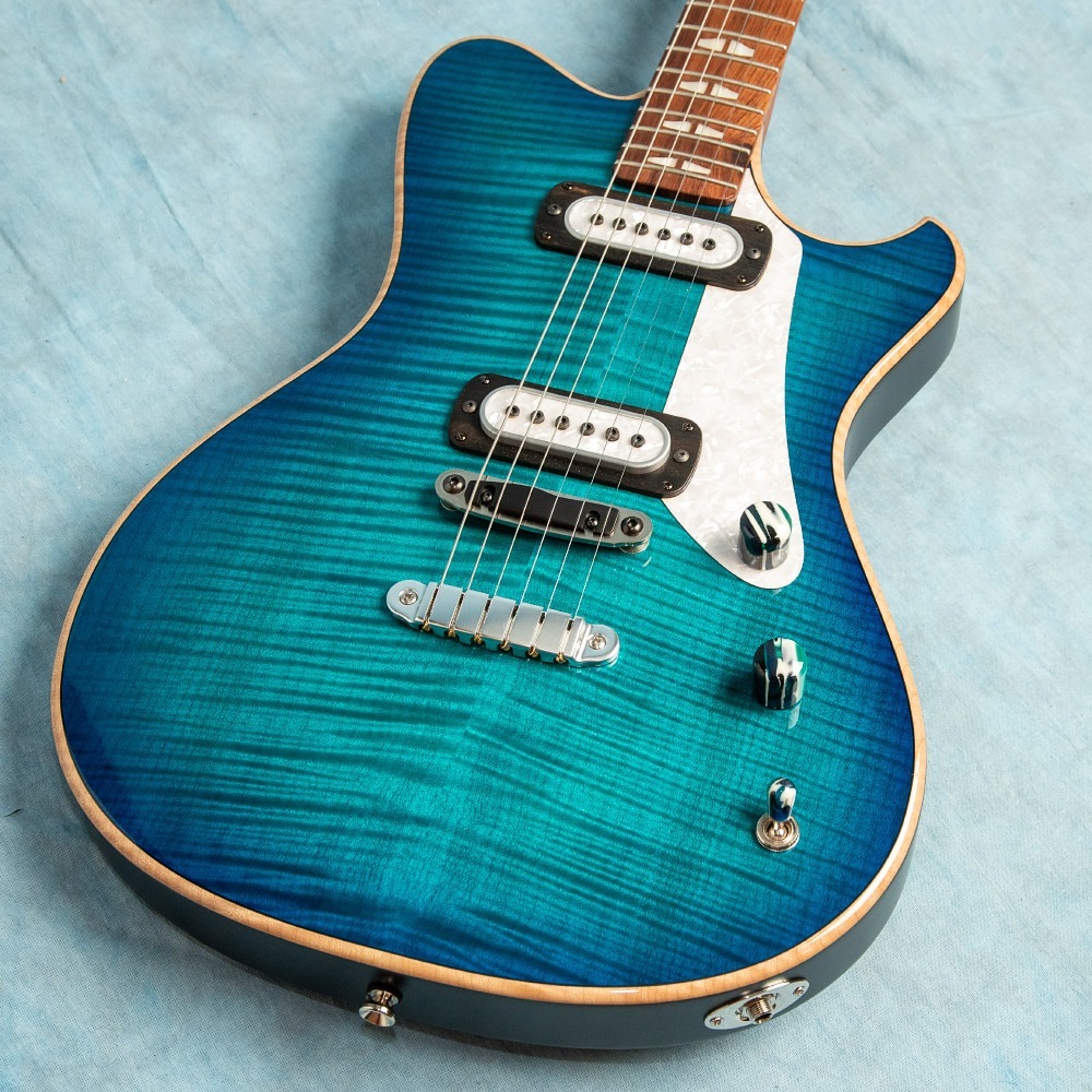 USED Powers Electric A-Type Select Blue Lagoon PF42 Electric Guitar SNA384 w/Original Soft Case
