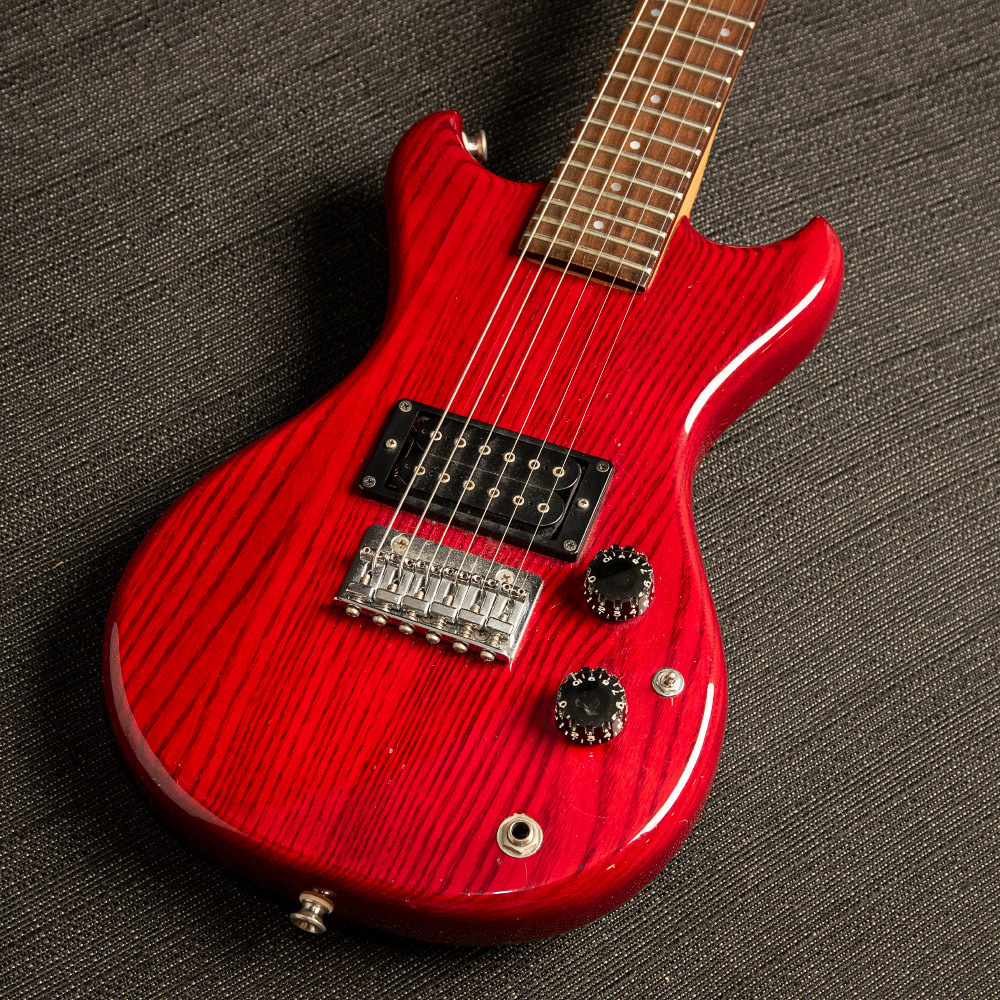 USED Quest by Vantage MIJ Clear Red 1980's Mini Travel Electric Guitar w/OHSC