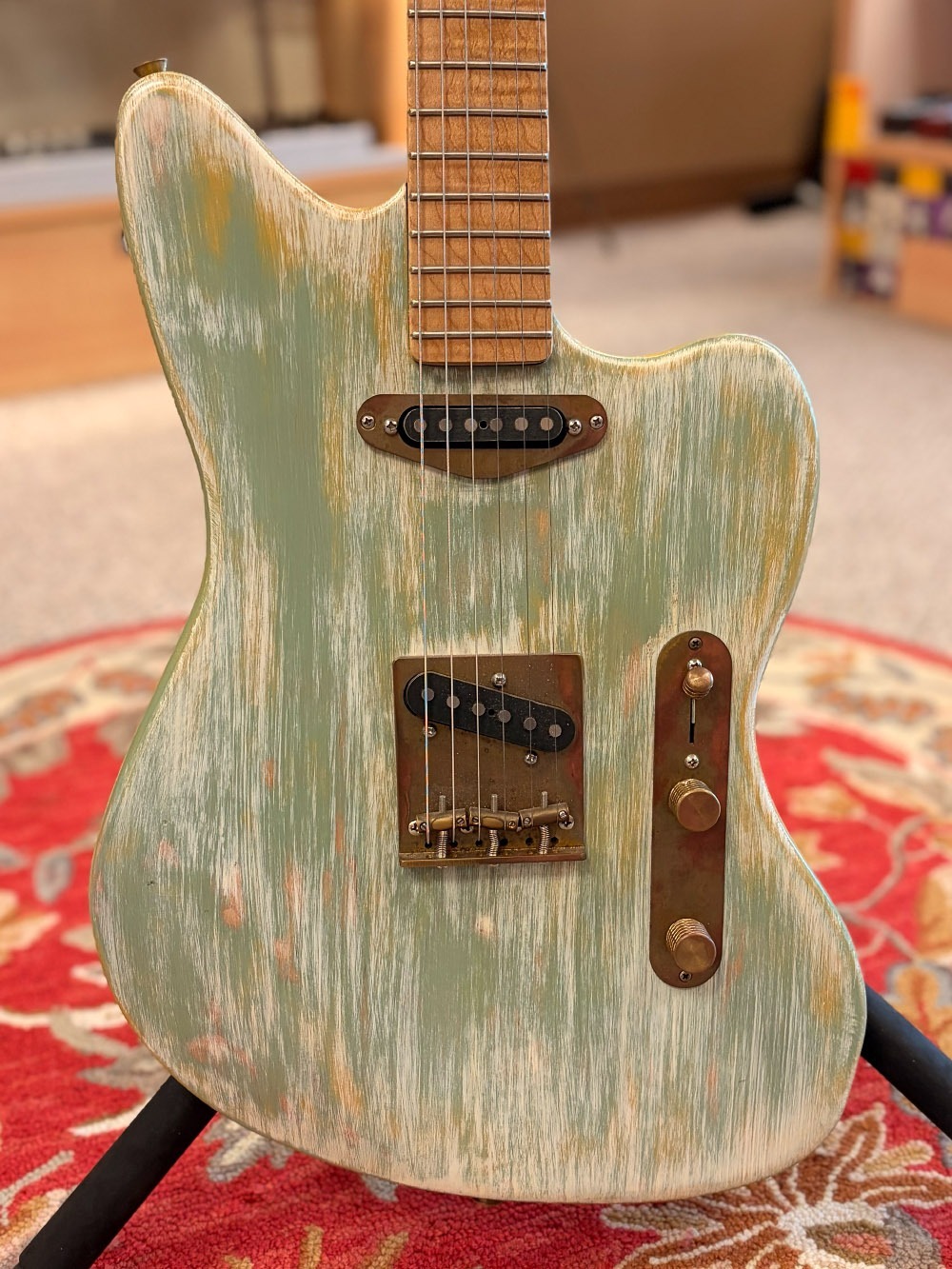 USED UF by Nick Caiano Green Wash 2020s Offset Electric Guitar w/Tweed Case - Made in Vermont