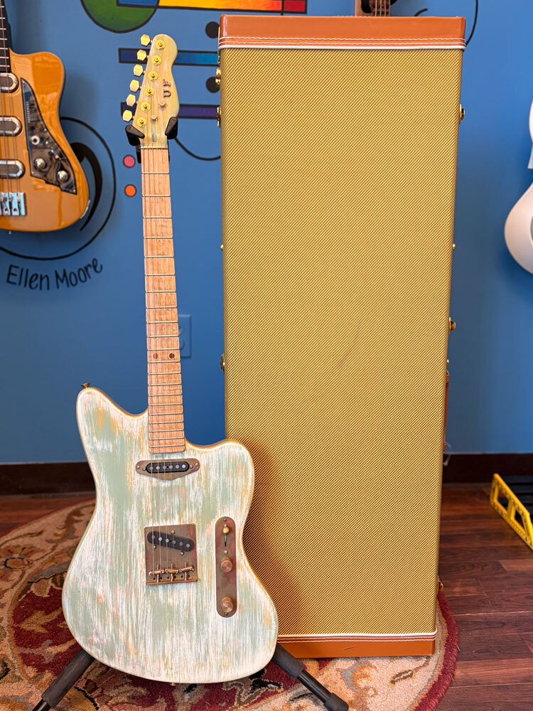 USED UF by Nick Caiano Green Wash 2020s Offset Electric Guitar w/Tweed Case - Made in Vermont