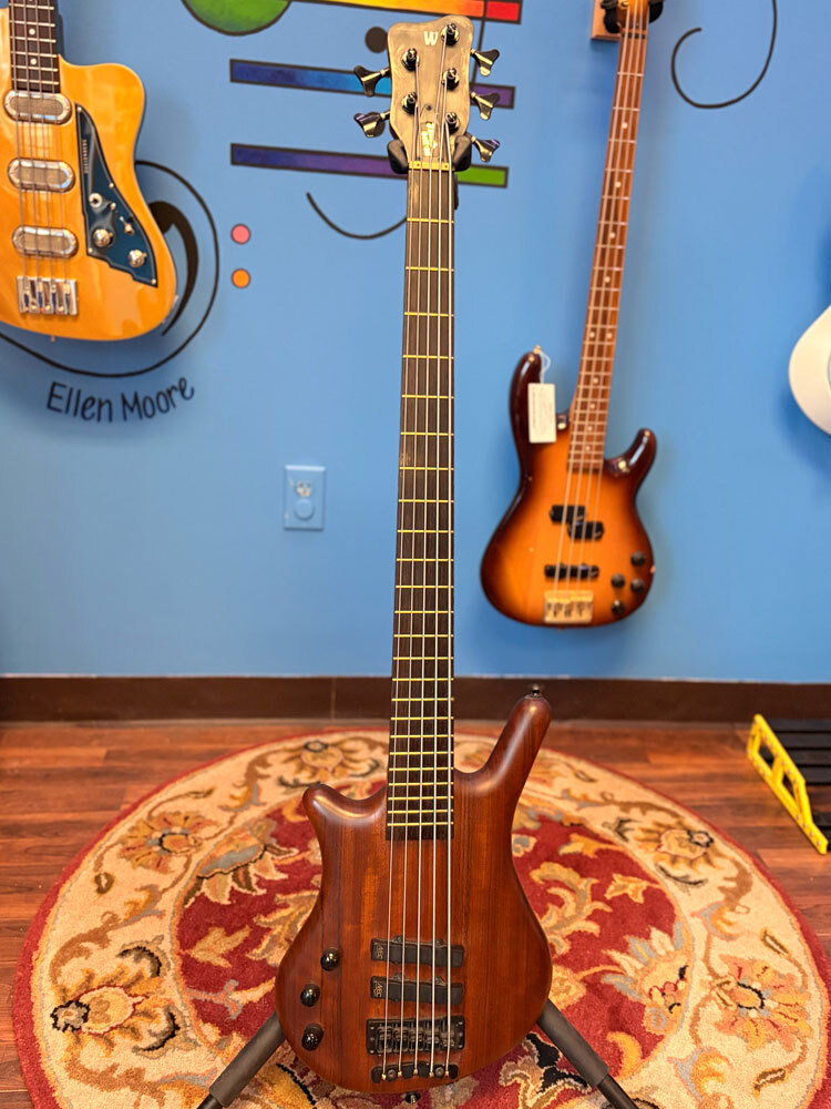 USED Warwick Pro Series Thumb Bolt-On Natural Transparent Satin 2001 Left-Handed 5-String Electric Bass w/UFG Gig Bag 