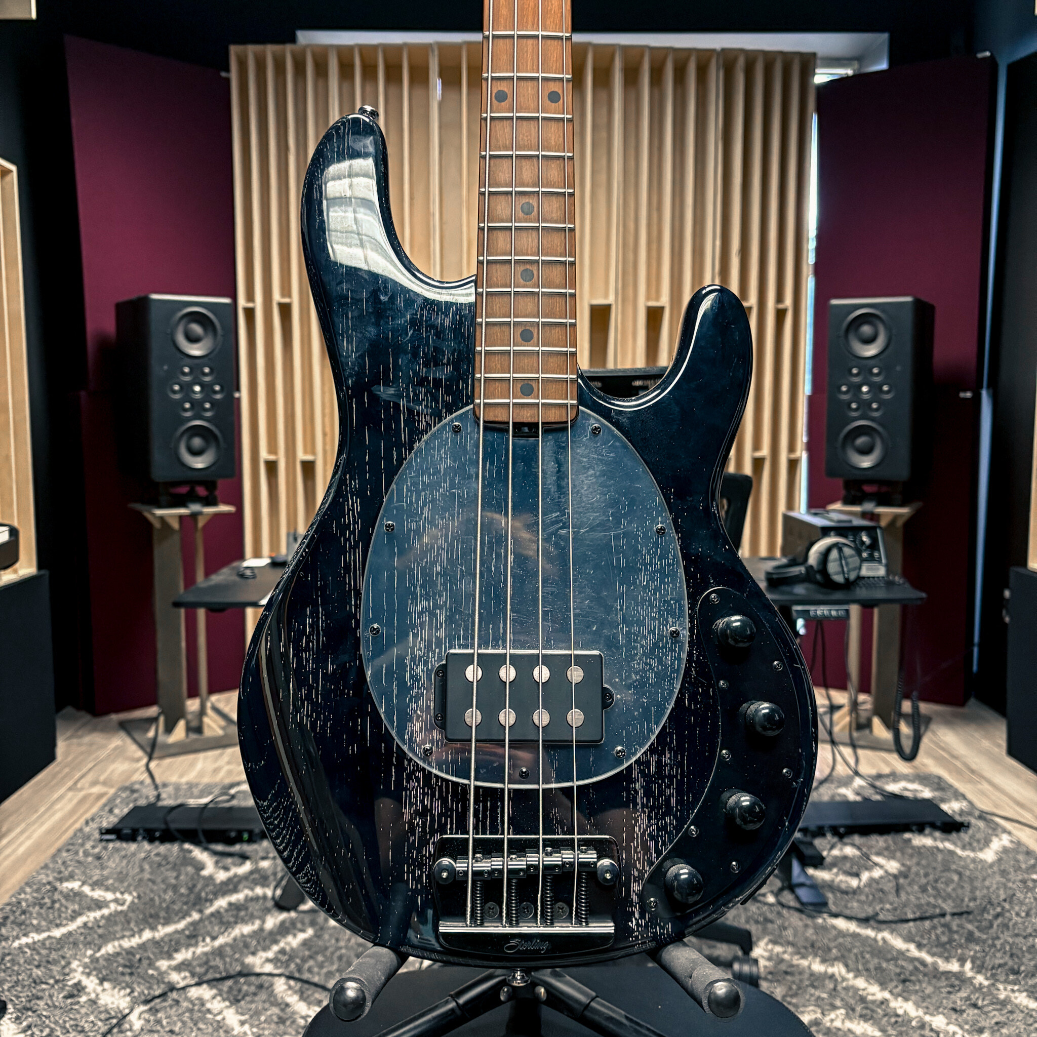 Sterling by Musicman StingRay 4 String Bass-Ash Body-Black and 