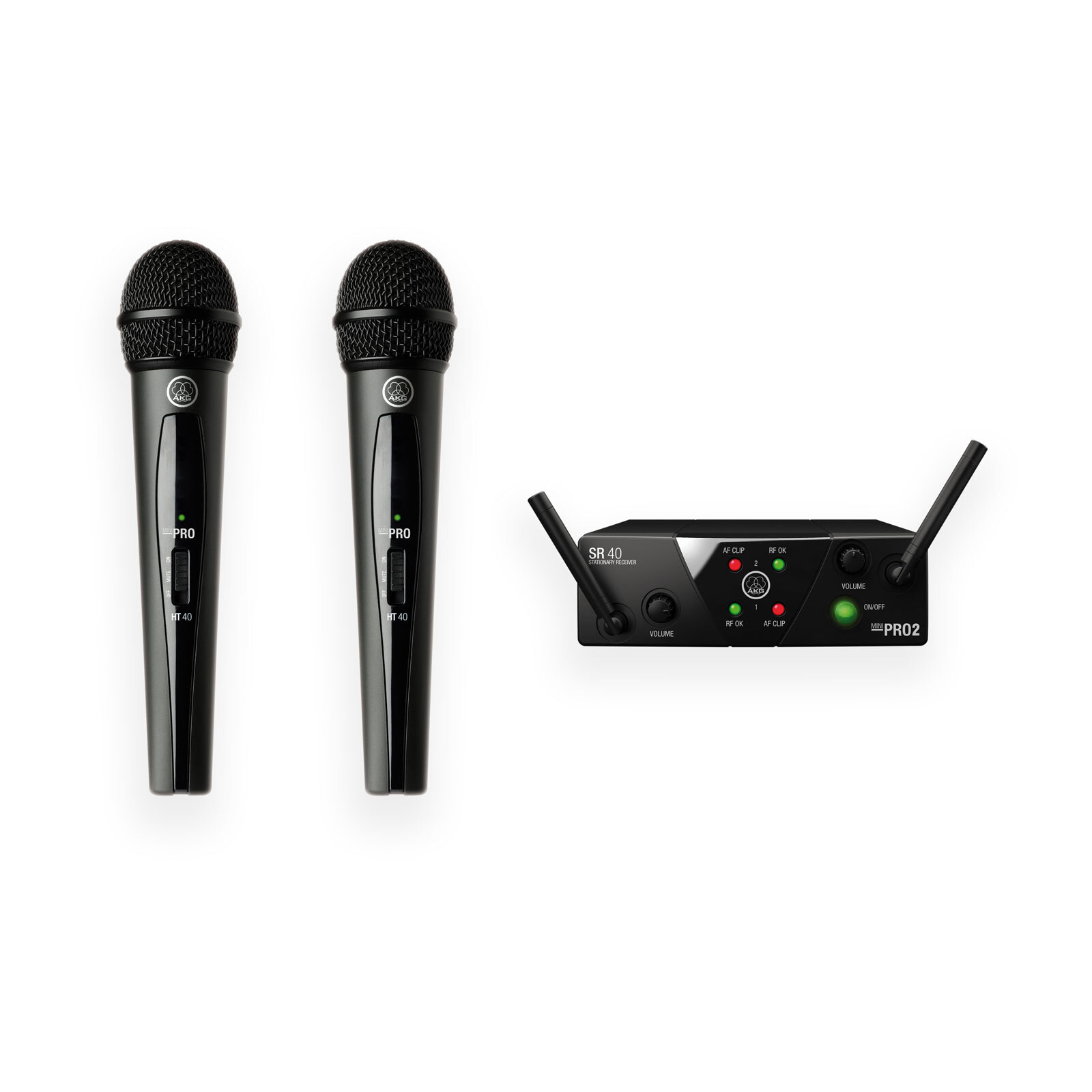 AKG WMS40 Mini2 Dual Vocal Wireless Microphone System - 2 Handheld Mics - Band B/D