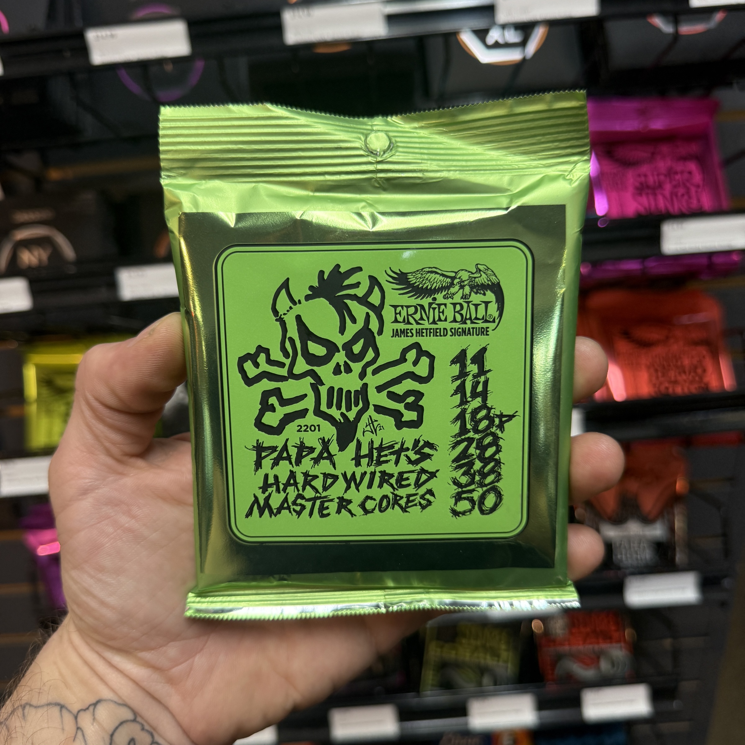 Ernie Ball Papa Het's Hardwired Master Core Signature Electric Guitar Strings – 11-50 Gauge (P02201)