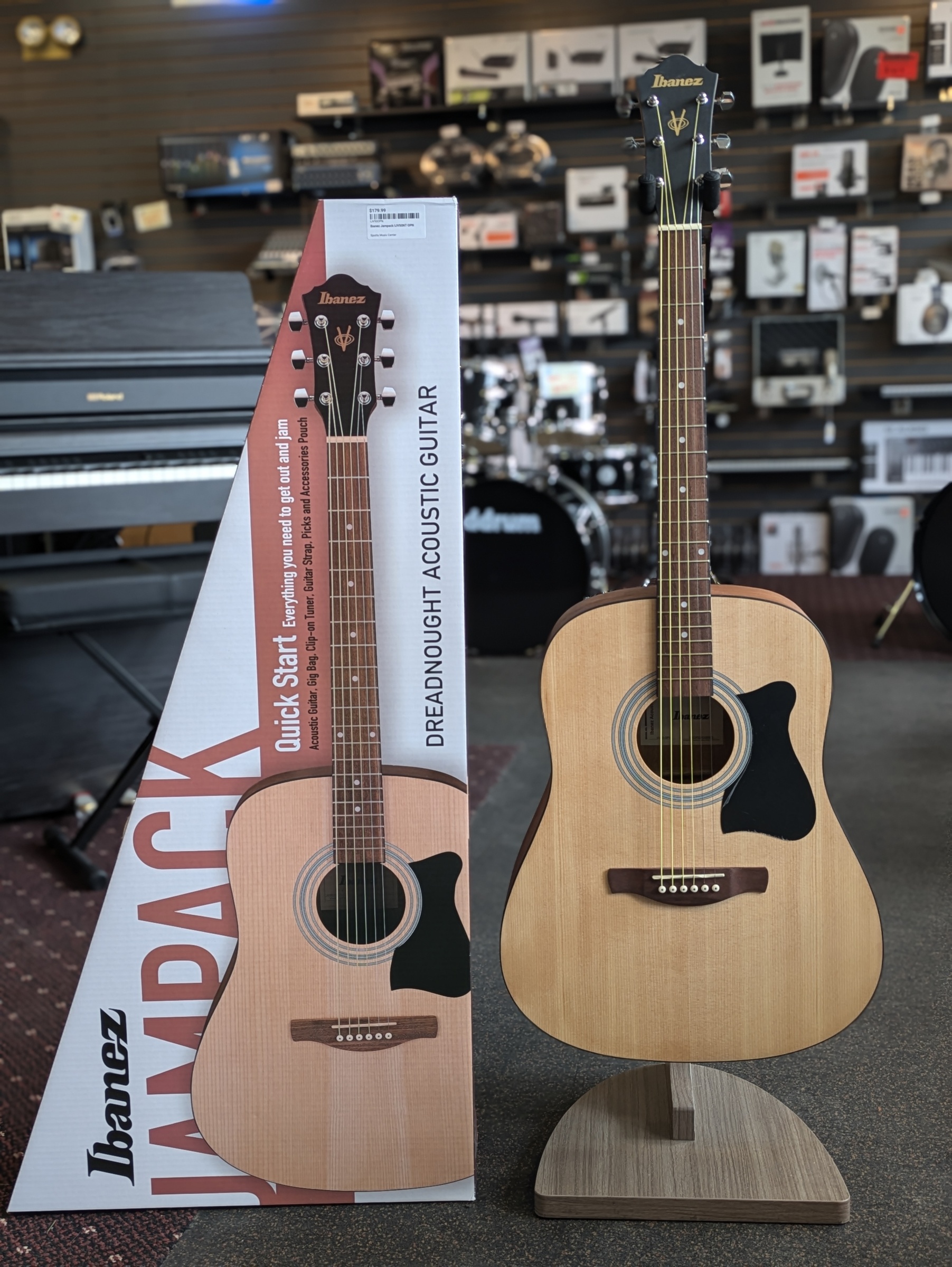 Ibanez IJV50 Dreadnought Acoustic Guitar Pack – Open Pore Natural
