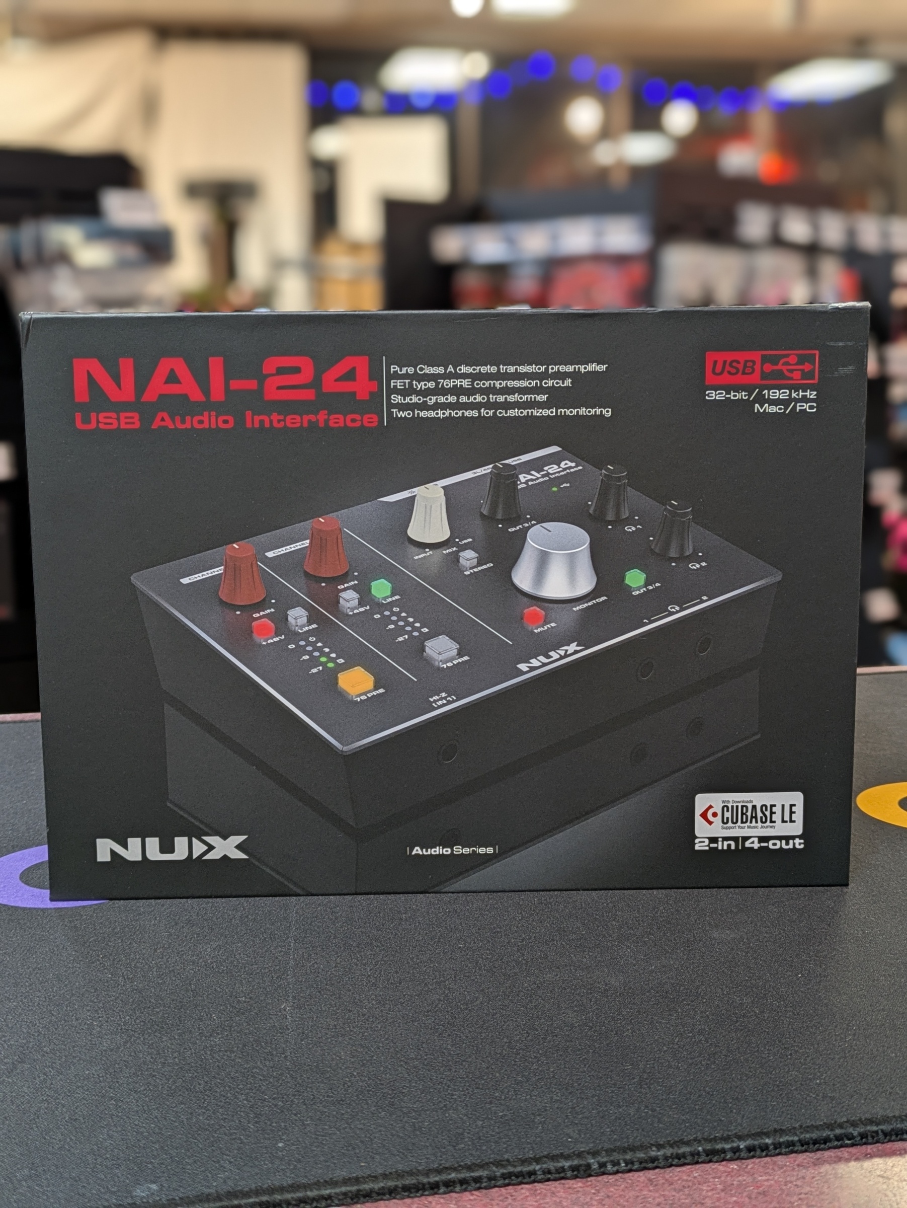 NUX NAI-24 2-in/4-out USB-C Audio Interface with Class-A Preamps and 76PRE Analog Compression