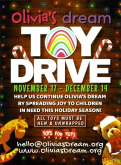 Olivia's Dream Toy Drive November 17 - December 14, 2023
