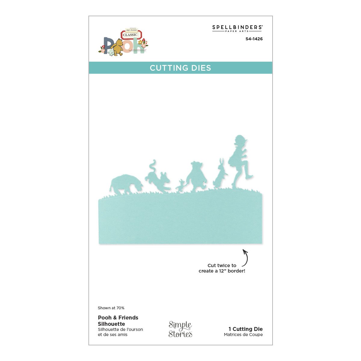Spellbinders Fustella Con Sagoma Pooh & Friends - Collezione Say Cheese Classic Pooh, Dimensioni 15,2x6,1 Cm, Per Scrapbooking E Card Making