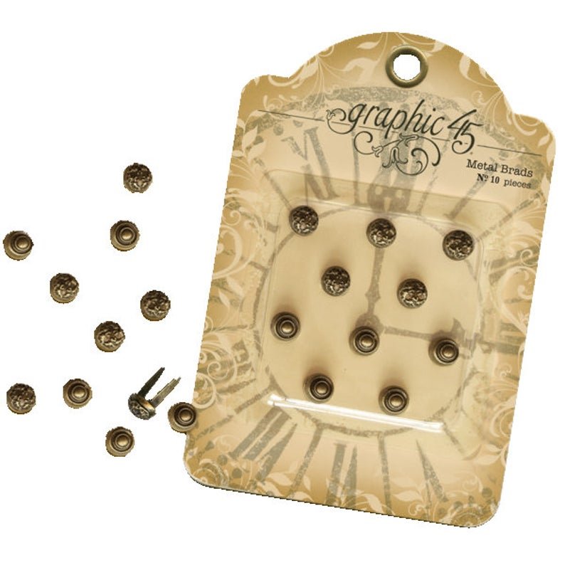 【在庫僅少】 Metal Stamped Brass Antique 45 Graphic Brads 857878003189 - ライト・ランタン