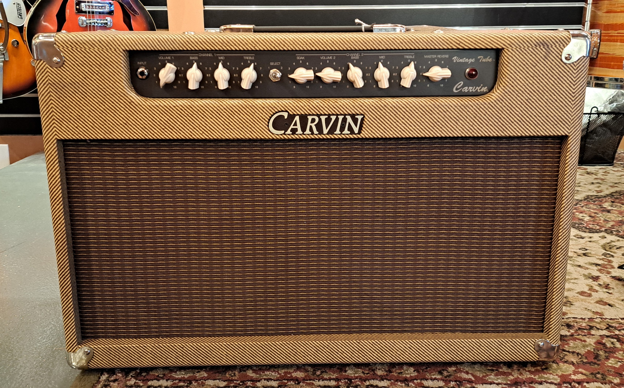 CARVIN VINTAGE TUBE BELAIR 212 5O WATT 2X12 GUITAR COMBO AMP W/ SLIP COVER