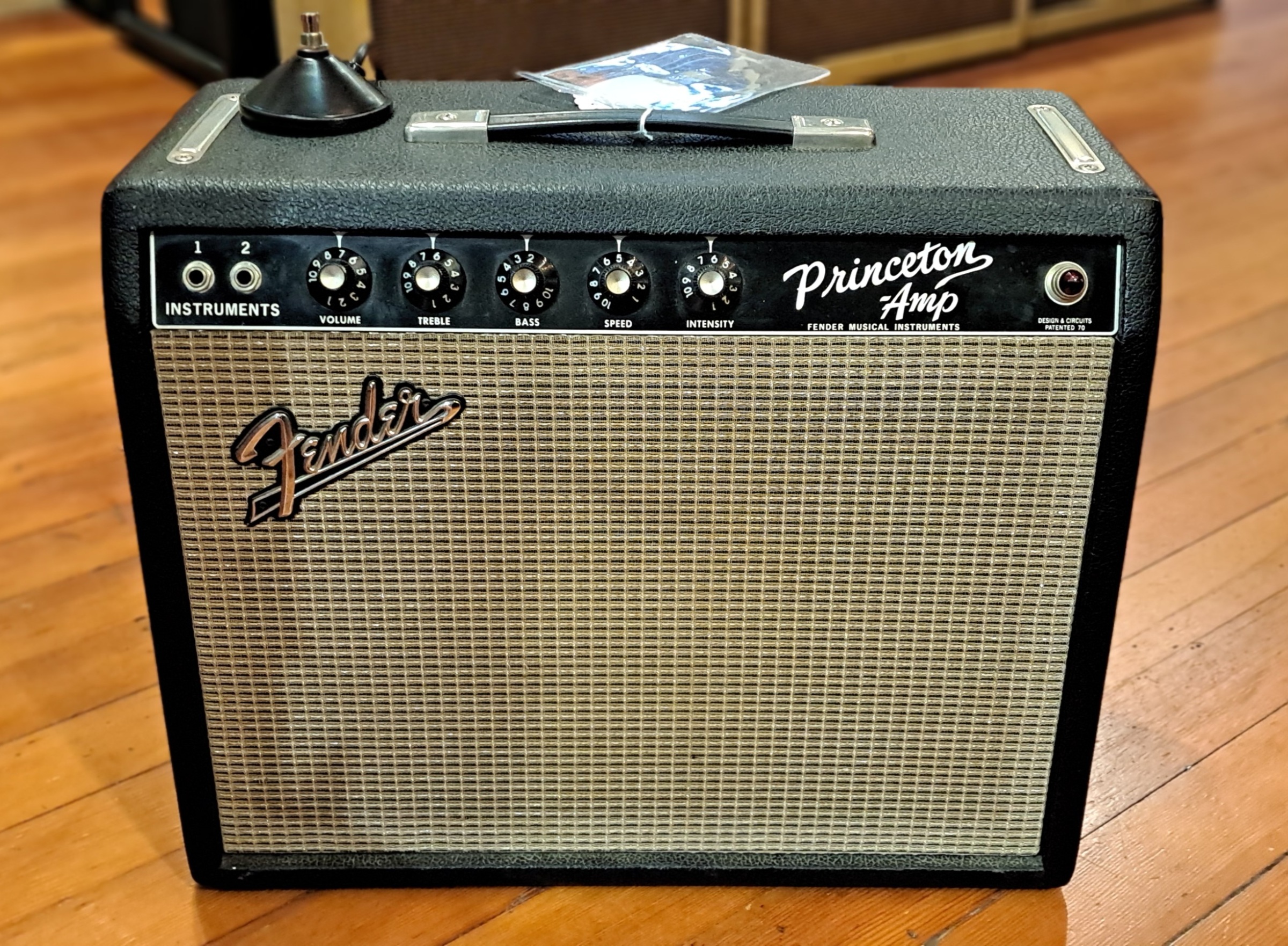 FENDER PRINCETON VINTAGE TUBE COMBO AMP W/SLIP COVER + FOOTSWITCH + ORIGINAL SPEAKER- 1965-6